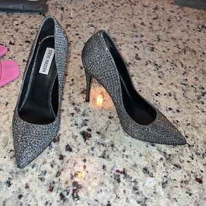 Bedazzled chrome black Steve Madden heels